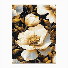 William Morris Prints White Flowers Peonies Morris Exhibition Print Yellow Gold Poster Vintage Full Canvas Print