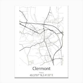 Clermont,France Minimalist Map Canvas Print