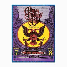 1997 Allman Brothers Band Sister Hazel Red Rocks Comcert Poster Canvas Print