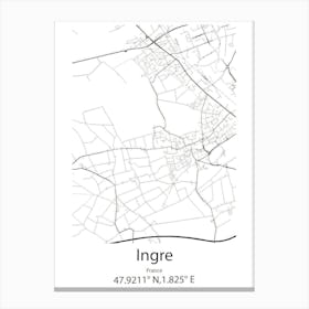 Ingre,France Minimalist Map Canvas Print