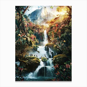 Mountain Waterfall Landscape Painting #3 Canvas Print