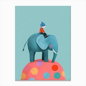 Boy On An Elephant Canvas Print
