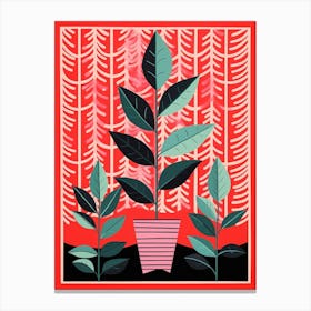 Pink And Red Plant Illustration Zz Plant Zamicro 6 Canvas Print