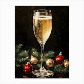 Christmas Glass Of Champagne Canvas Print