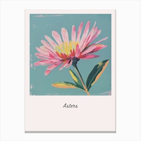 Asters 2 Square Flower Illustration Poster Canvas Print