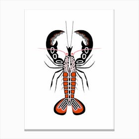 Lobster Illustration Black White Orange Canvas Print