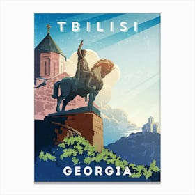 Tbilisi, Georgia — Retro travel minimalist poster 2 Canvas Print