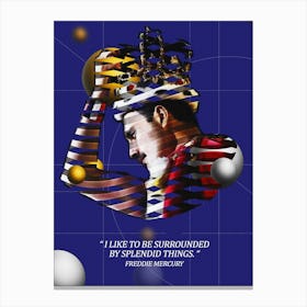 Quote In Ribbon Famous People Freddie Mercury ― I Like To Be Surrounded By Splendid Things Canvas Print