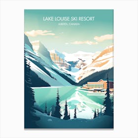 Poster Of Lake Louise Ski Resort   Alberta, Canada, Ski Resort Illustration 2 Canvas Print