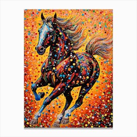 A Horse Painting In The Style Of Pointillism 1 Canvas Print