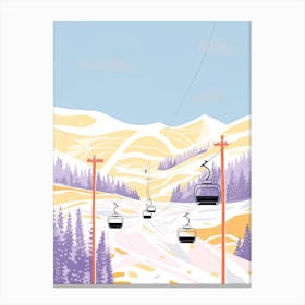 Park City Mountain Resort   Utah, Usa, Ski Resort Pastel Colours Illustration 0 Canvas Print