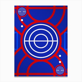 Geometric Abstract Glyph in White on Red and Blue Array n.0039 Canvas Print