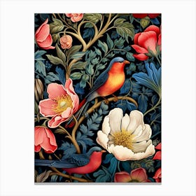 Birds And Flowers Wallpaper Canvas Print