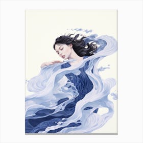 Woman In Blue Canvas Print