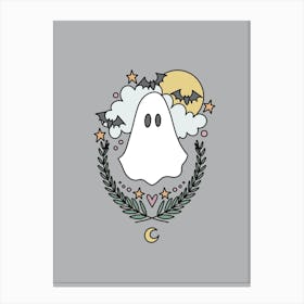 Cute Ghost | Gray Canvas Print