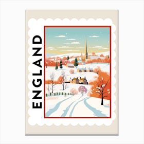 Retro Winter Stamp Poster Cotswolds United Kingdom 1 Canvas Print