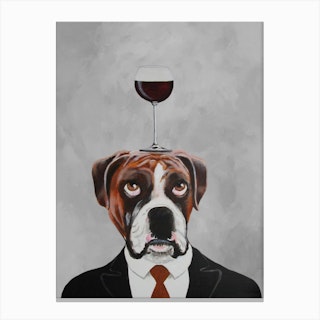 Boxer With Wineglass Canvas Print