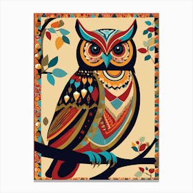 Colorful Owl, Abstract owl Art, 1441 Canvas Print