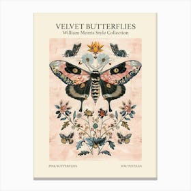 Velvet Butterflies Collection Pink Butterflies William Morris Style 6 Canvas Print