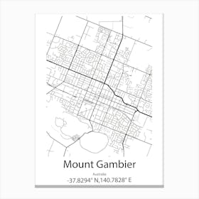 Mount Gambier,Australia Minimalist Map Canvas Print