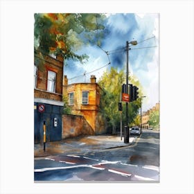 Hackney London Borough   Street Watercolour 4 Canvas Print