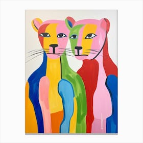 Colourful Kids Animal Art Cougar 4 Canvas Print