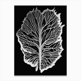 Wild Lettuce Leaf Linocut 4 Canvas Print
