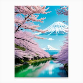 Cherry Blossoms In Japan Cherry Blossoms Mount Fuji Japan 4 Canvas Print