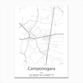 Camponogara,Italy Minimalist Map Stampe su tela