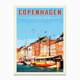 Copenhagen Denmark Travel Poster Canvas Print