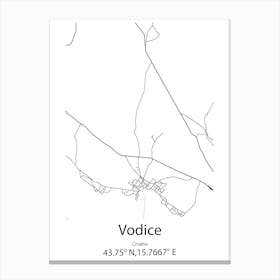 Vodice,Croatia Minimalist Map Canvas Print