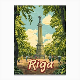 Aihrgdesign A Retro Travel Poster For Riga 6 Canvas Print