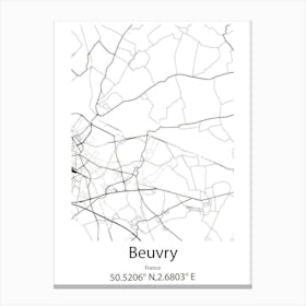 Beuvry,France Minimalist Map Canvas Print