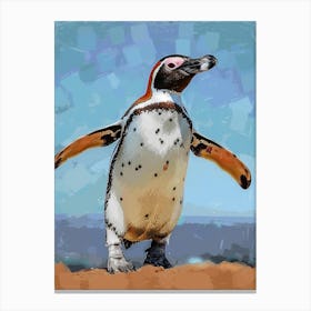 Galapagos Penguin Salisbury Plain Colour Block Painting 2 Canvas Print