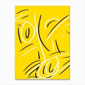 Yellow And White Drawing Canvas Print