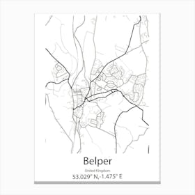 Belper,United Kingdom Minimalist Map Canvas Print