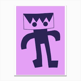 Kids Art Blue and Lilac Robot Canvas Print