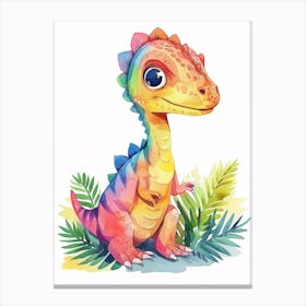 Pastel Rainbow Dilophosaurus Dinosaur Canvas Print