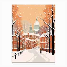 Retro Winter Illustration Nottingham United Kingdom Canvas Print