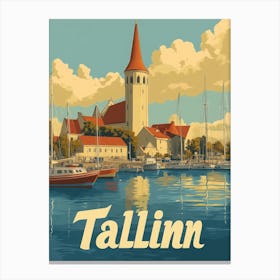 Aihrgdesign A Retro Travel Poster For Tallinn 3 Canvas Print