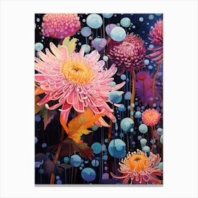 Surreal Florals Asters 8 Flower Painting Canvas Print