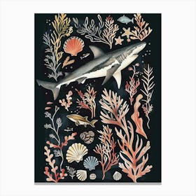 Pelagic Thresher Shark Black Seascape Canvas Print