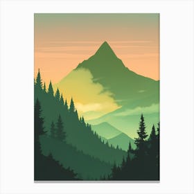 Misty Mountains Vertical Composition In Green Tone 45 Canvas Print