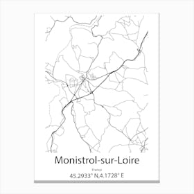 Monistrol Sur Loire,France Minimalist Map Canvas Print