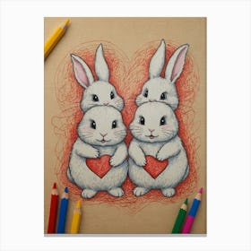 Valentine'S Day Bunnies Canvas Print