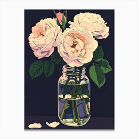 English Roses Painting Rose In A Mason Jar 2 Canvas Print