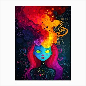 Colorful Girl With Colorful Hair Canvas Print