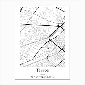 Tavros,Greece Minimalist Map Canvas Print