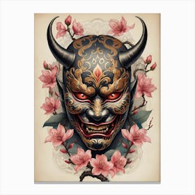 Floral Irezumi The Traditional Japanese Tattoo Hannya Mask (31) Canvas Print