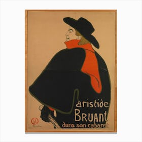 Aristide Bruant, At His Cabaret, Henri de Toulouse-Lautrec Canvas Print